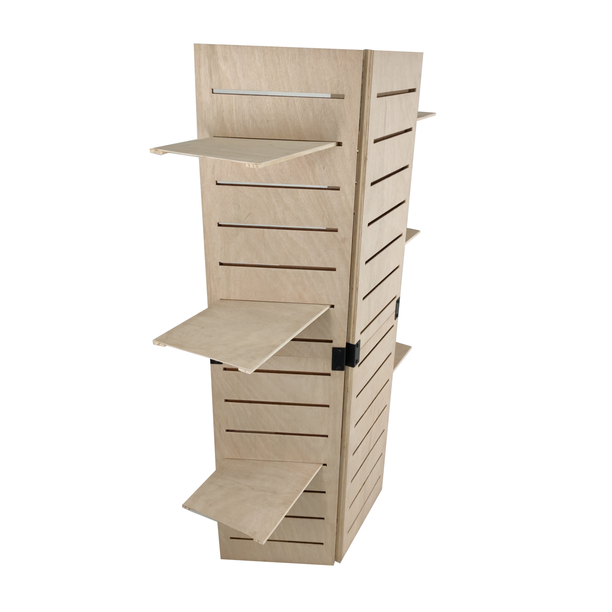 48.0" x 59.5" x 14.5" Wooden Retail Shelving Unit w/ 3 Shelves, Folding